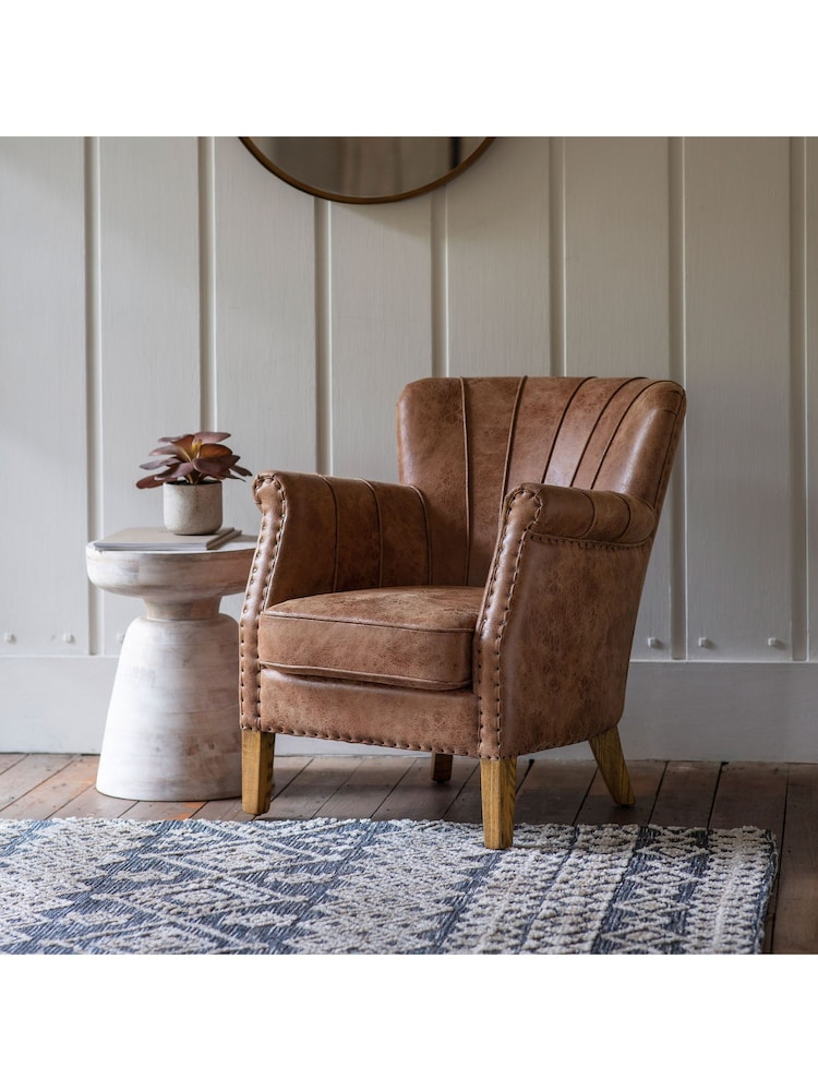 Gallery Home Brown Hickman Leather Armchair - Image 1 of 6