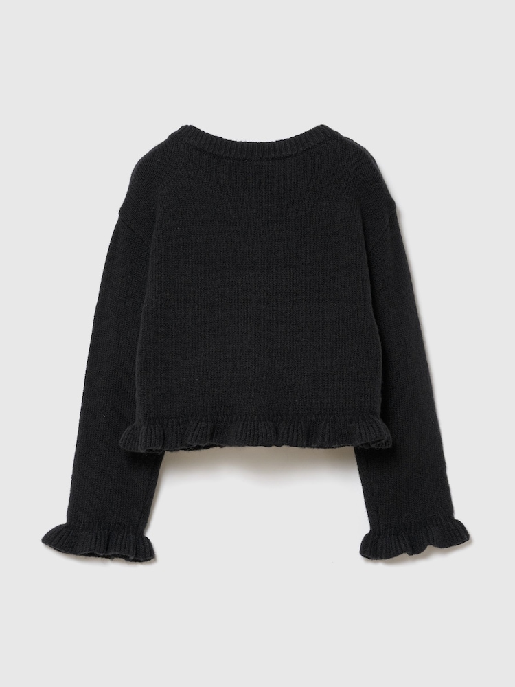 Gap Black CashSoft Ruffle Cardigan (6mths-5yrs) - Image 2 of 3 Gap Black CashSoft Ruffle Cardigan (6mths-5yrs) - Image 2 of 3