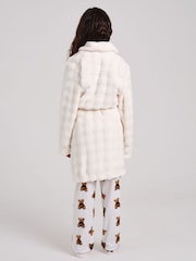 Loungeable Cream Luxury Bubble Fleece Midi Shawl Dressing Gown - Image 4 of 5