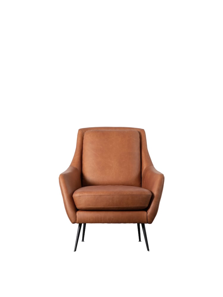 Gallery Home Brown Brompton Leather Armchair - Image 4 of 4 Gallery Home Brown Brompton Leather Armchair - Image 4 of 4