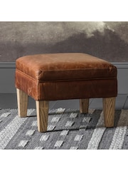Gallery Home Vintage Brown Mr. Paddington Leather Stool - Image 1 of 3