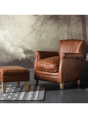 Gallery Home Vintage Brown Mr. Paddington Leather Stool - Image 2 of 3