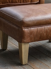 Gallery Home Vintage Brown Mr. Paddington Leather Stool - Image 4 of 5