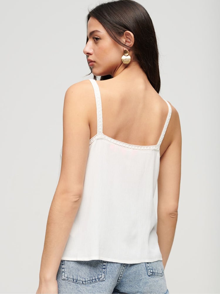 Superdry White Embroidered Cami Top - Image 2 of 5