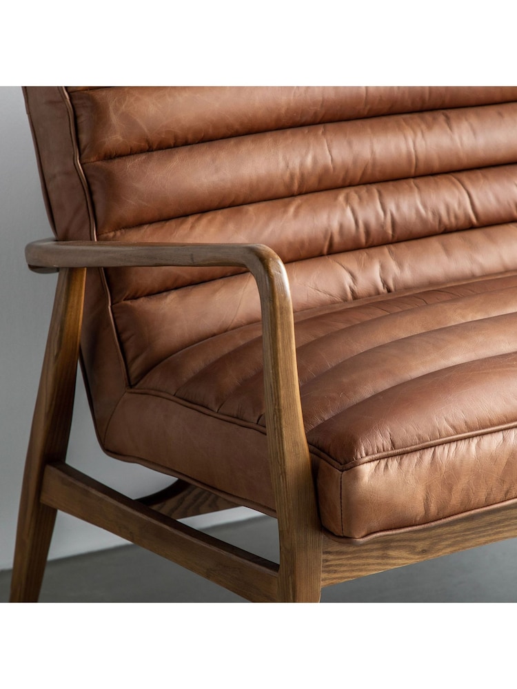 Gallery Home Vintage Brown Datsun Leather 2 Seater Sofa - Image 2 of 3
