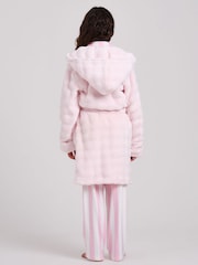 Loungeable Pink Luxury Bubble Fleece Midi Hooded Dressing Gown - Image 2 of 5