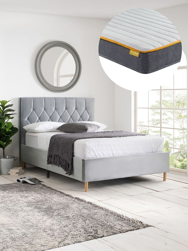 Birlea Grey Loxley Bed with Comfort Mattress - Image 1 of 6 Birlea Grey Loxley Bed with Comfort Mattress - Image 1 of 6