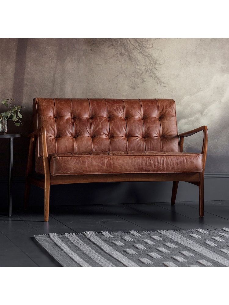 Gallery Home Vintage Brown Humber Leather 2 Seater Sofa - Image 1 of 3