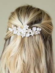 Ivory & Co Silver Snowdrop Pretty Ceramic Floral Clip - Image 3 of 5