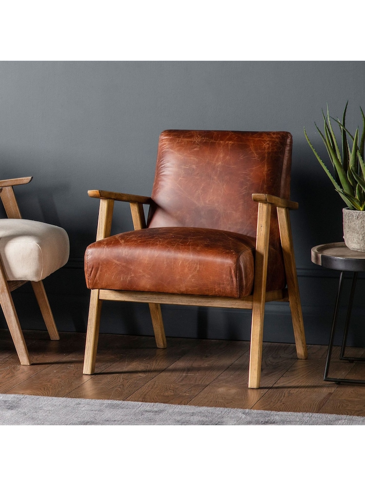 Gallery Home Vintage Brown Neyland Leather Armchair - Image 1 of 2