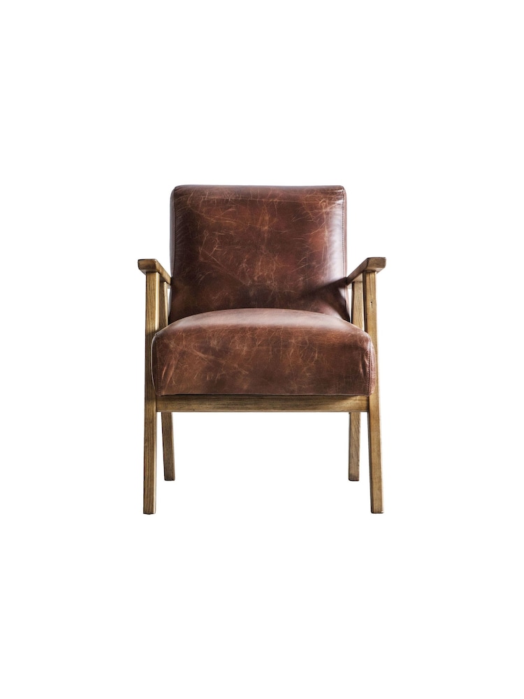Gallery Home Vintage Brown Neyland Leather Armchair - Image 2 of 2