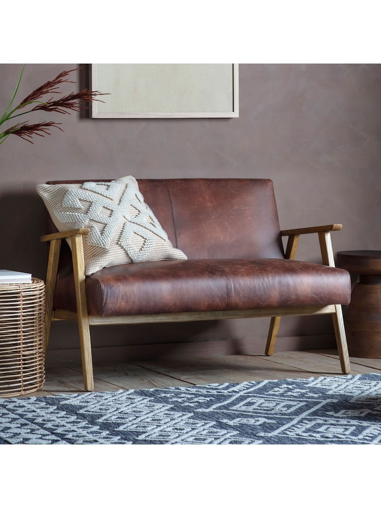Gallery Home Vintage Brown Neyland Leather 2 Seater Sofa - Image 1 of 3