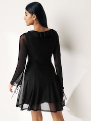 Black Ruffle Detail Dress - Image 3 of 7