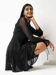 Black Ruffle Detail Dress - Image 4 of 7