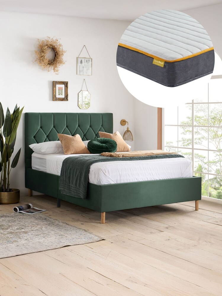 Birlea Green Loxley Bed with Comfort Mattress - Image 1 of 7 Birlea Green Loxley Bed with Comfort Mattress - Image 1 of 7