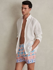 Reiss Orange Multi Arizona Medallion Print Drawstring Swim Shorts - Image 1 of 6