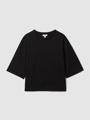 Negro - Camiseta ancha de algodón con cuello redondo Cassie de Reiss - Imagen 2 de 4