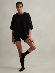 Negro - Camiseta ancha de algodón con cuello redondo Cassie de Reiss - Imagen 3 de 4