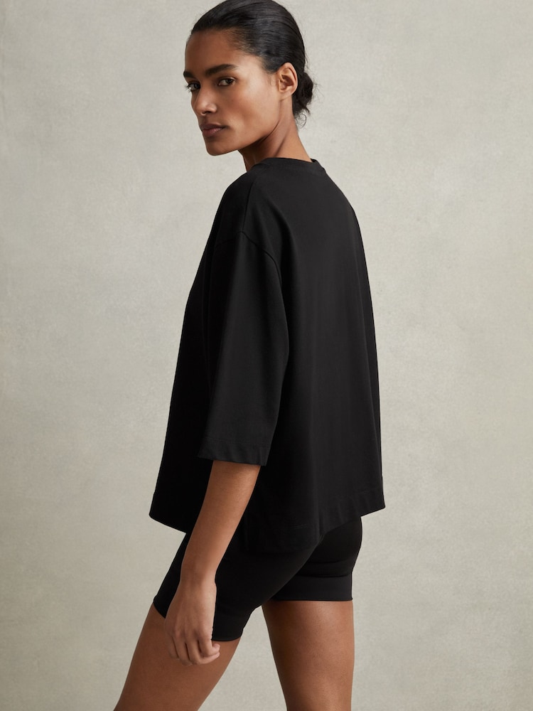 Negro - Camiseta ancha de algodón con cuello redondo Cassie de Reiss - Imagen 4 de 4