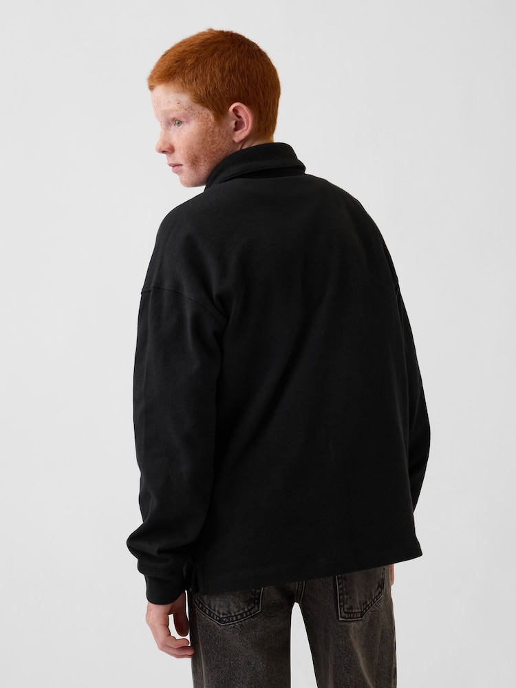Gap Black Heavyweight Relaxed Polo Shirt (4-13yrs) - Image 2 of 5 Gap Black Heavyweight Relaxed Polo Shirt (4-13yrs) - Image 2 of 5