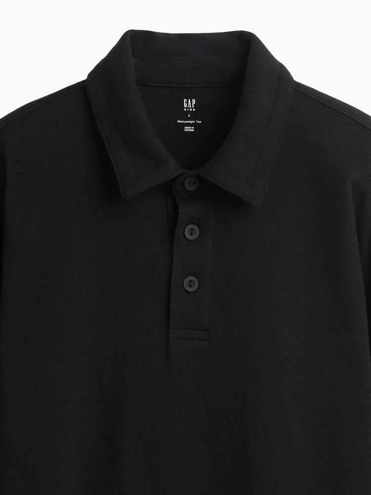 Gap Black Heavyweight Relaxed Polo Shirt (4-13yrs) - Image 5 of 5 Gap Black Heavyweight Relaxed Polo Shirt (4-13yrs) - Image 5 of 5