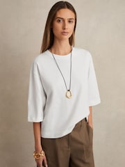 Reiss White Cassie Oversized Cotton Crew Neck T-Shirt - Image 1 of 6