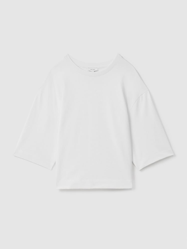 Weiß - Reiss Cassie Übergroßes T-Shirt aus Baumwolle mit Rundhalsausschnitt - Bild 2 von 6 Weiß - Reiss Cassie Übergroßes T-Shirt aus Baumwolle mit Rundhalsausschnitt - Bild 2 von 6