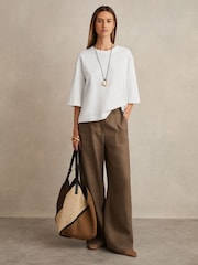 Reiss White Cassie Oversized Cotton Crew Neck T-Shirt - Image 3 of 6