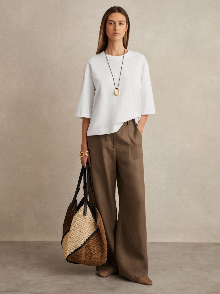 Reiss White Cassie Oversized Cotton Crew Neck T-Shirt - Image 3 of 6