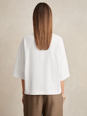 Reiss White Cassie Oversized Cotton Crew Neck T-Shirt - Image 5 of 6