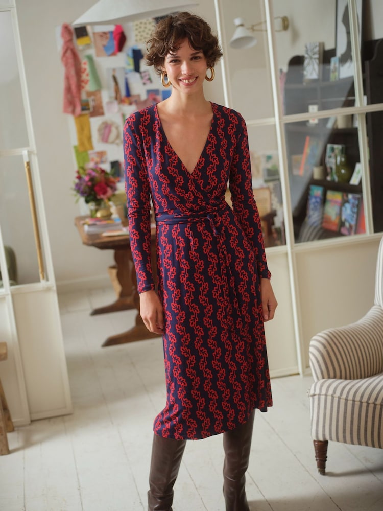 Boden Blue/Red Nina Jersey Midi Dress - Image 1 of 6