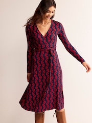 Boden Blue/Red Nina Jersey Midi Dress - Image 4 of 6