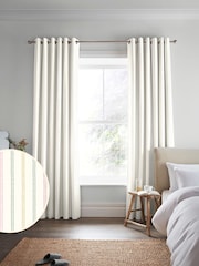 Laura Ashley Pale Ochre Candy Stripe Made to Measure 100% Cotton Curtains - Image 1 of 9