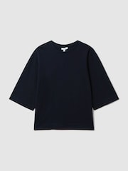 Reiss Navy Cassie Oversized Cotton Crew Neck T-Shirt - Image 2 of 6
