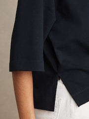 Reiss Navy Cassie Oversized Cotton Crew Neck T-Shirt - Image 4 of 6