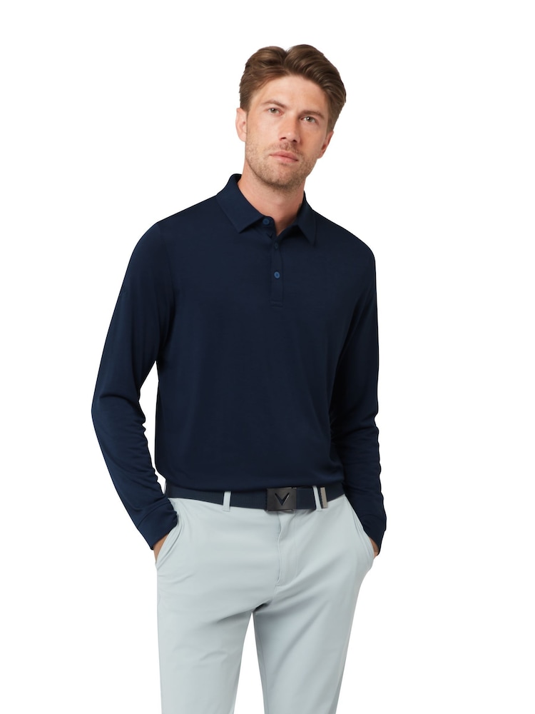 Callaway Apparel Blue Long Sleeve Soft Touch Polo Shirt - Image 1 of 5 Callaway Apparel Blue Long Sleeve Soft Touch Polo Shirt - Image 1 of 5