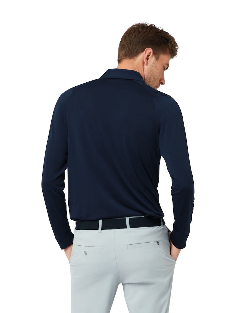 Callaway Apparel Blue Long Sleeve Soft Touch Polo Shirt - Image 2 of 5 Callaway Apparel Blue Long Sleeve Soft Touch Polo Shirt - Image 2 of 5
