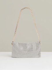 Reiss Silver Soho Embellished Chainmail Shoulder Bag - Image 1 of 5
