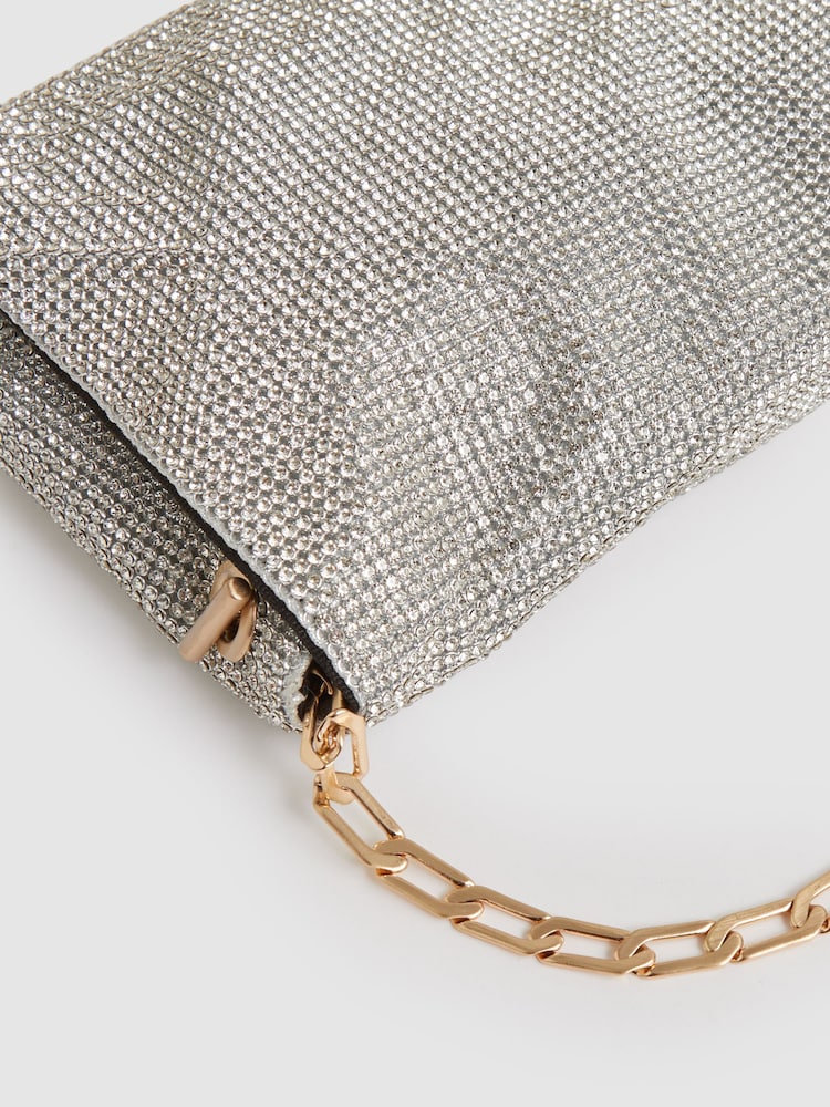 Reiss Silver Soho Embellished Chainmail Shoulder Bag - Image 5 of 5