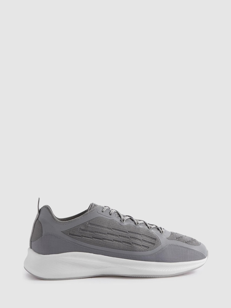 Reiss Grey Adison Hybrid Knit Running Trainers - Image 1 of 5