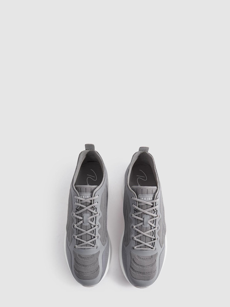 Reiss Grey Adison Hybrid Knit Running Trainers - Image 2 of 5
