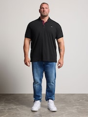 أسود - قميص بولو بفتحة أزرار بألوان متباينة من BadRhino Big & Tall - صورة 2 من 6