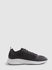 Reiss Black Adison Hybrid Knit Running Trainers - Image 1 of 6