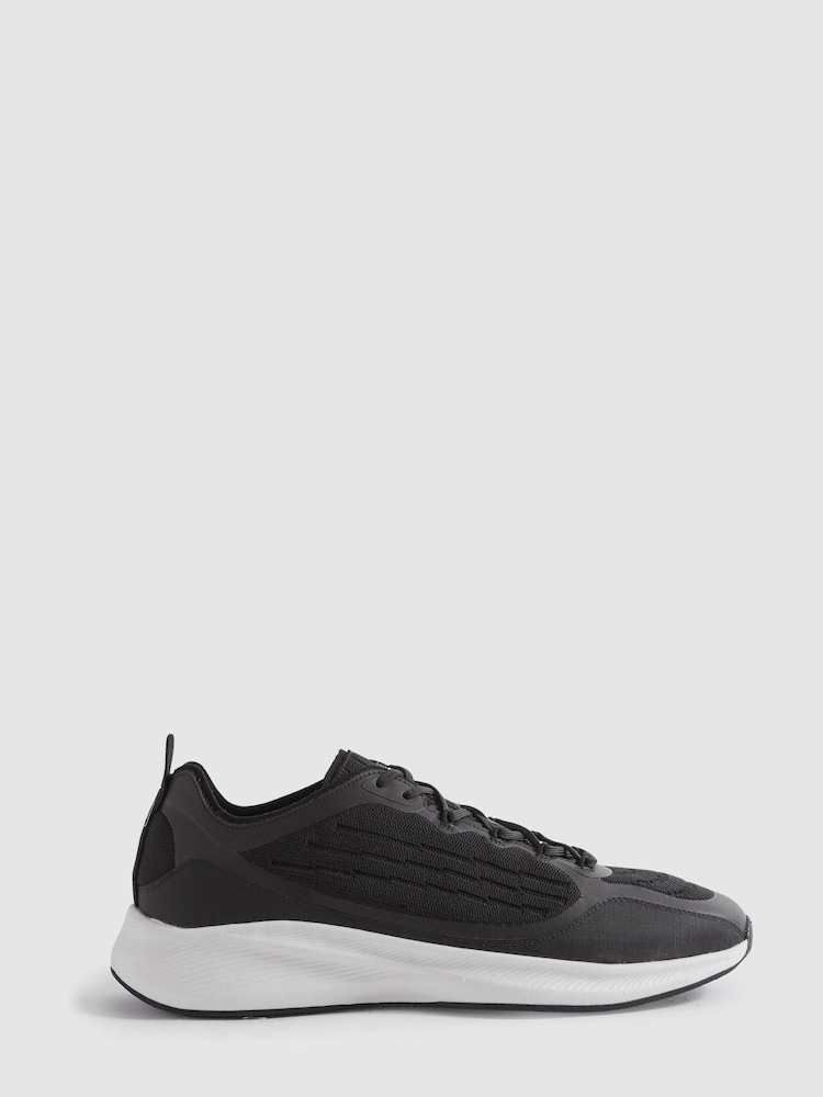 Reiss Black Adison Hybrid Knit Running Trainers - Image 1 of 6