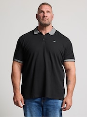 BadRhino Big & Tall Black Waffle Short Sleeve Polo Shirt - Image 1 of 6