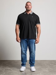 BadRhino Big & Tall Black Waffle Short Sleeve Polo Shirt - Image 2 of 6