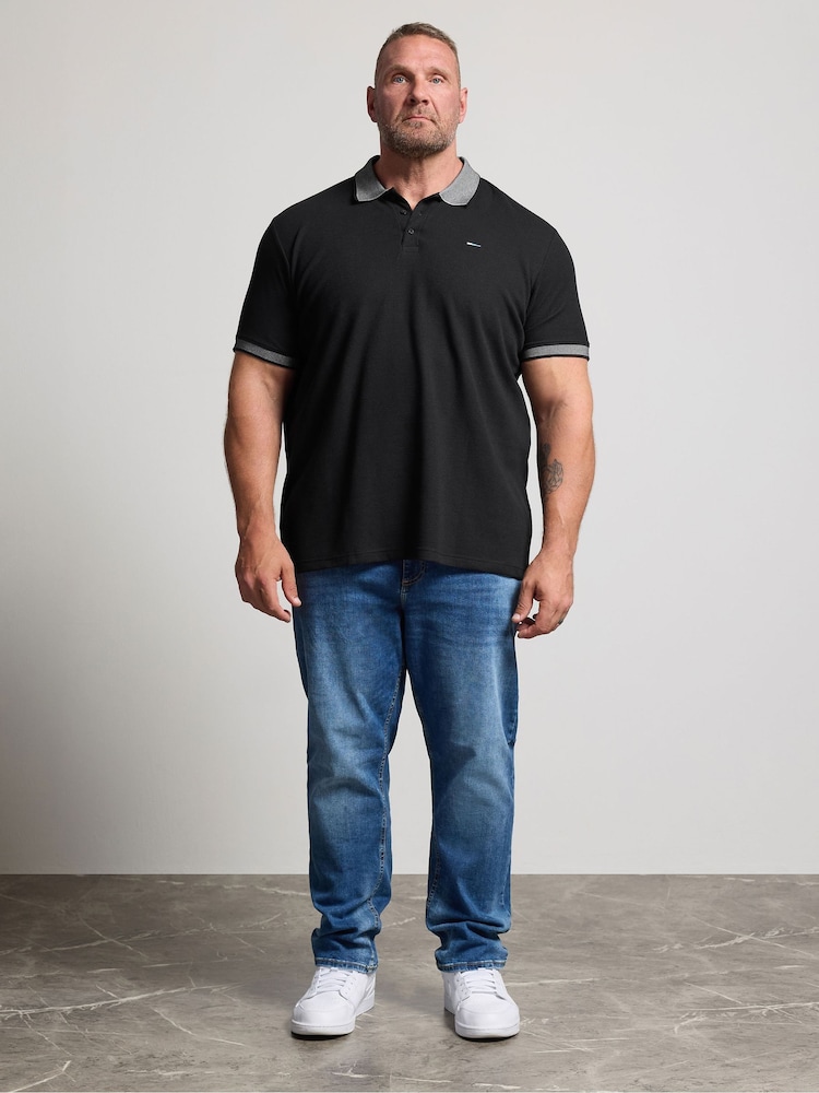 BadRhino Big & Tall Black Waffle Short Sleeve Polo Shirt - Image 2 of 6 BadRhino Big & Tall Black Waffle Short Sleeve Polo Shirt - Image 2 of 6