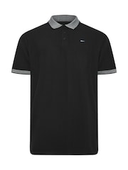 BadRhino Big & Tall Black Waffle Short Sleeve Polo Shirt - Image 5 of 6