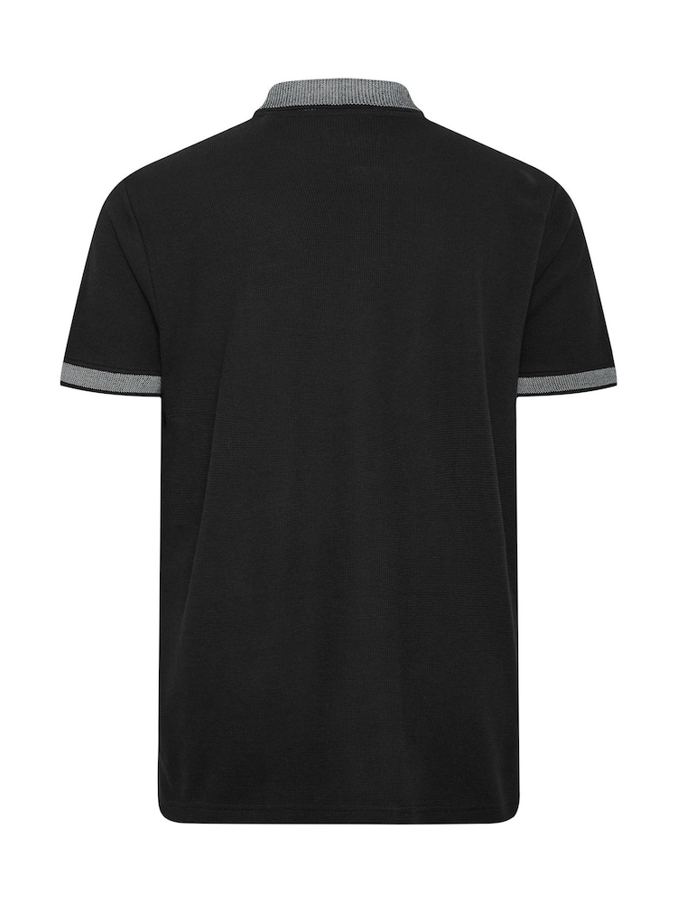 BadRhino Big & Tall Black Waffle Short Sleeve Polo Shirt - Image 6 of 6 BadRhino Big & Tall Black Waffle Short Sleeve Polo Shirt - Image 6 of 6