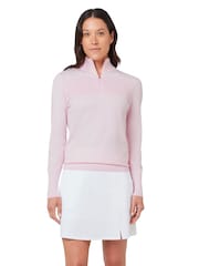 Callaway Apparel Pink 1/4 Zip Pullover Sweater With Ribbed Detailing - Slika 1 iz 6